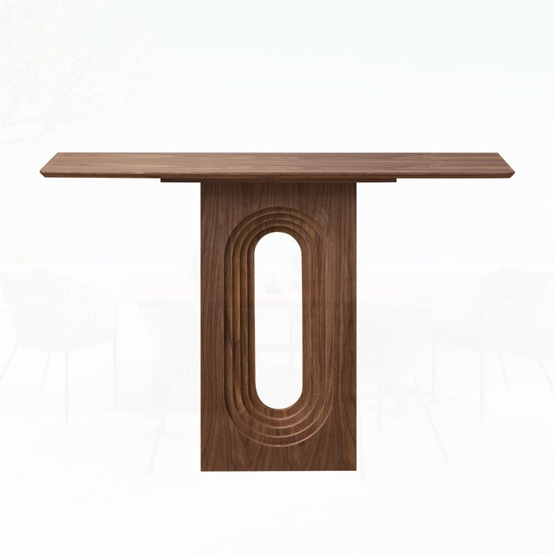 Narrow Console Table with Unique Loopback Design, Walnut