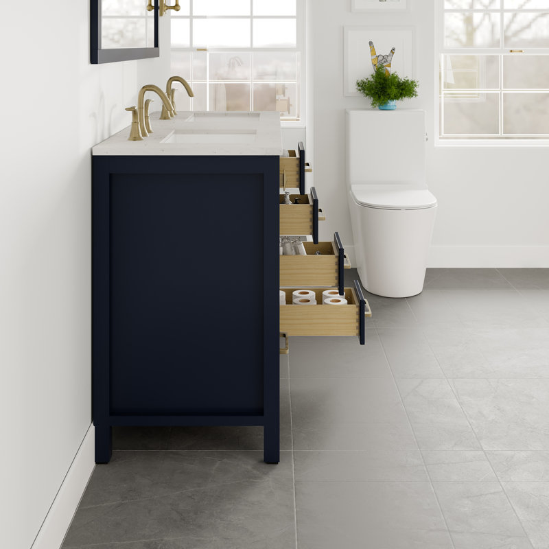 Ensemble de meuble-lavabo double 48 po Minnich, Argent argent