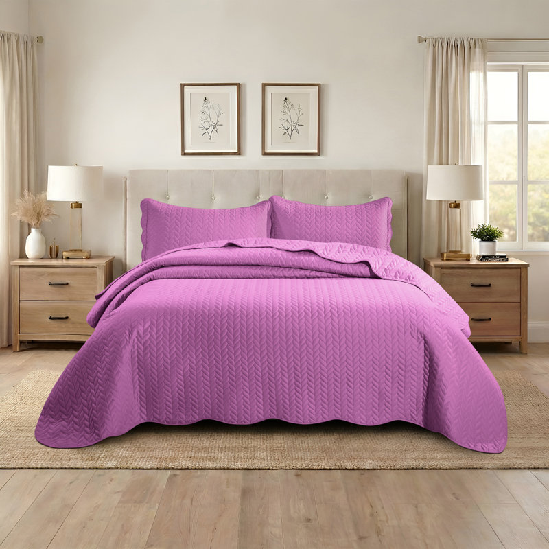 Ensemble de couvre-lit matelassé embossé - Couvre-lit en microfibre ultra doux avec taies décoratives, literie de style hôtel pour tous les lits