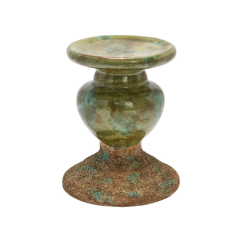 Bougeoir de table Waikiki Zeppelin, Vert vieilli, H 5,25 po x l 4,25 po x P 4,25 po