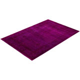 Overdyed One-of-a-Kind Rectangle 4'2" X 6'3" Hand Knotted Area Rug