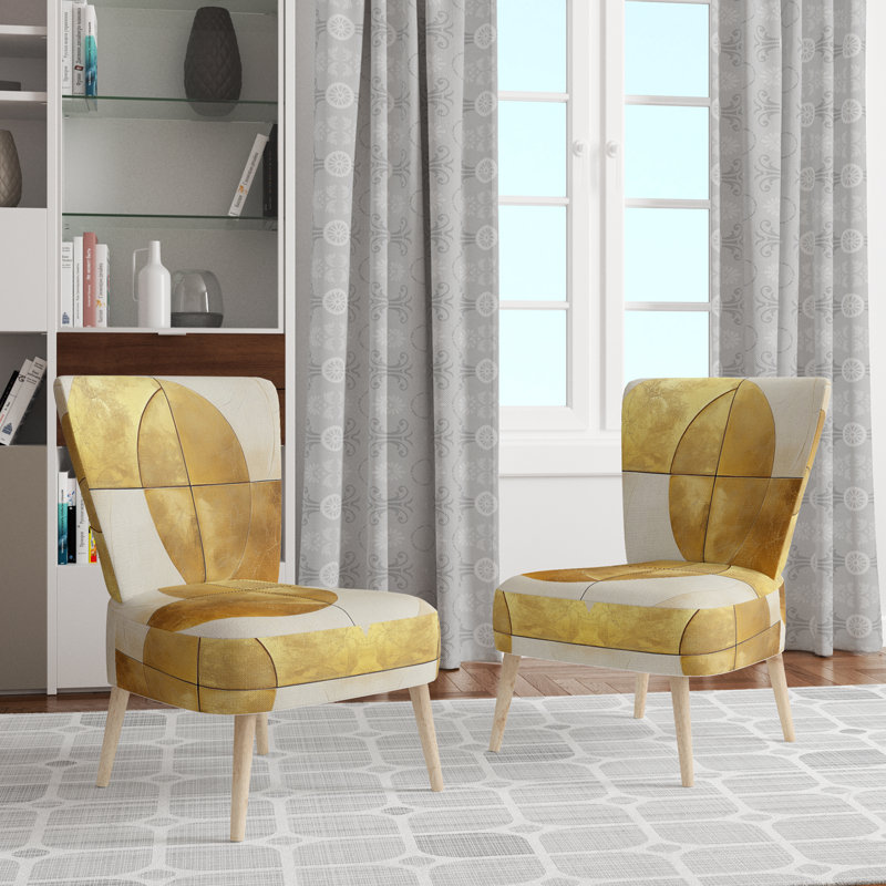 Chaise d'appoint abstraite moderne transitionnelle rembourrée - chaise d'appoint Golden Intersection IV, Side Chair Armless