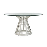 Ariana Riviera Stainless Dining Table with Glass Top