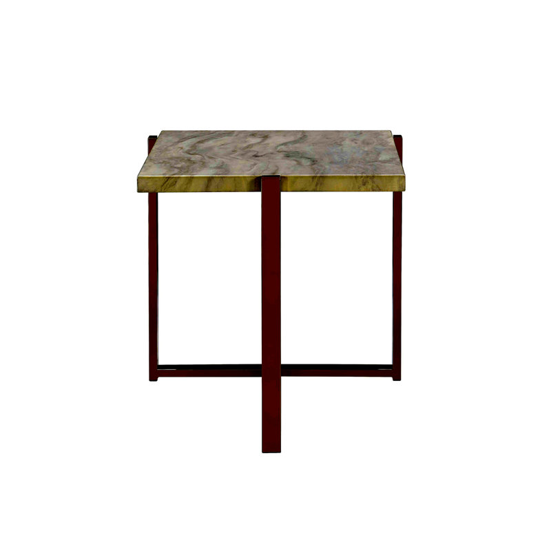 Table de bout carrée Azurdee Glam, Brun, Champagne Marble