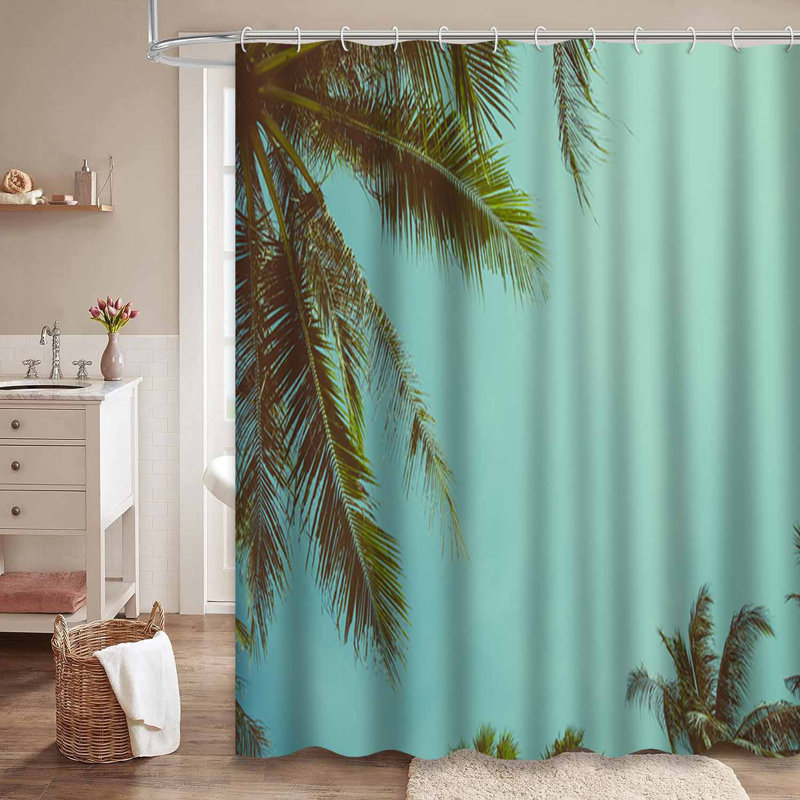 Rideau de douche imperméable avec 12 crochets Vintage Palm Island, L 72 po x l 78 po