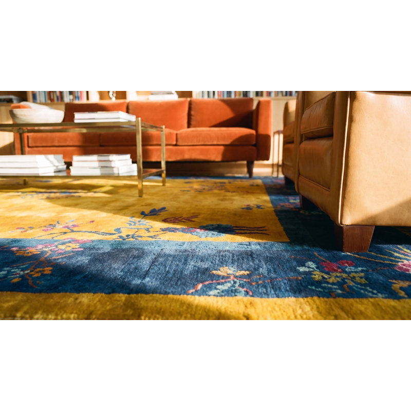 Antique Wool - Manchester Yellow / Gold Orange Hand Knotted Pile Rug