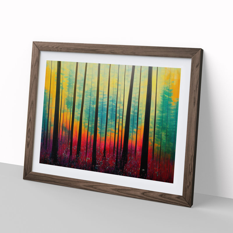 Spring Forest Abstract Vol.4 - Framed Print, 46cm H x 64cm W x 2cm D, Walnut