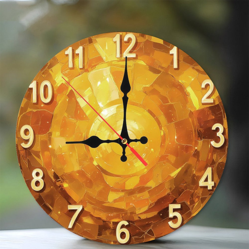 Cadran de l'horloge mosaïque dorée