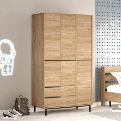 Modern Walnut Wardrobe with Metal Legs, 44.2 x 76.9 x 21.7 inches | 100% Melamine Coated Particle Board, Thickness: 0.7 inches | Stylish Storage Solution for Bedroom & Closet, Durable and Elegant Design