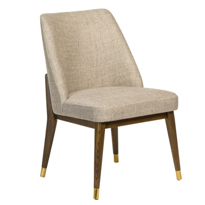 Cole Upholstred Dining Chair Noir Midnight Performance Fabric Dusted Stone Wood Finsih