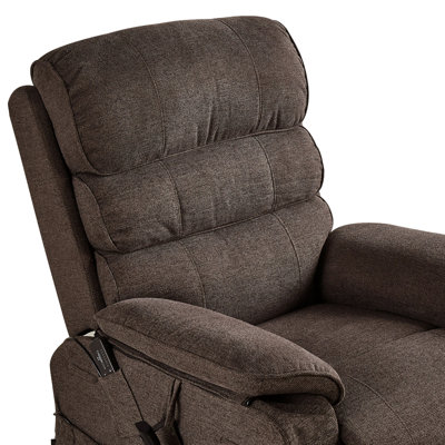 Power Lift Recliner Chair, Dual Motor Medium Lift Chair with Heat and Massage for Elderly, Position Adjustable, Remote Control, with Side Pockets, Chenille Fabric, Brown