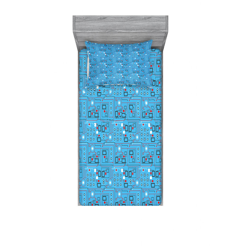 Ensemble de draps à motif géométrique, Ensemble de draps pour lit simple avec drap-housse
