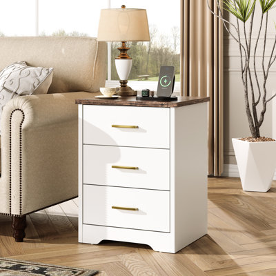 Farmhouse 3 Drawer Bedroom Dresser, Wood Tall Chest of Drawers,Nightstand Closet Storage for Bedroom