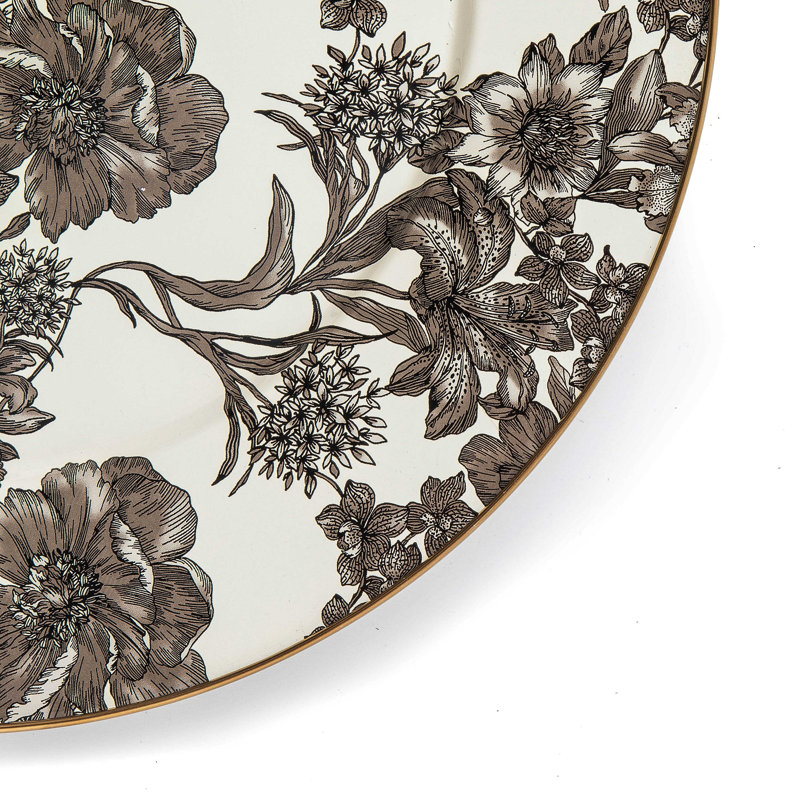 Sterling English Garden Enamel Serving Platter, Gray/White