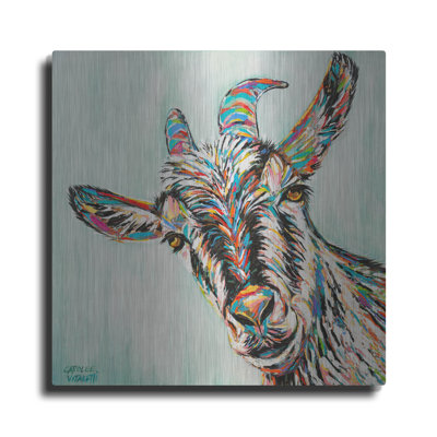 Red Barrel Studio® «Funny Goat 1» par Carolee Vitaletti, art mural en métal