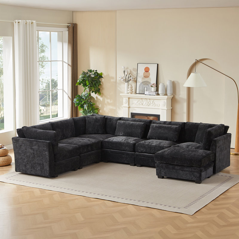 Canapé modulaire en tissu 7 pièces Dominguez