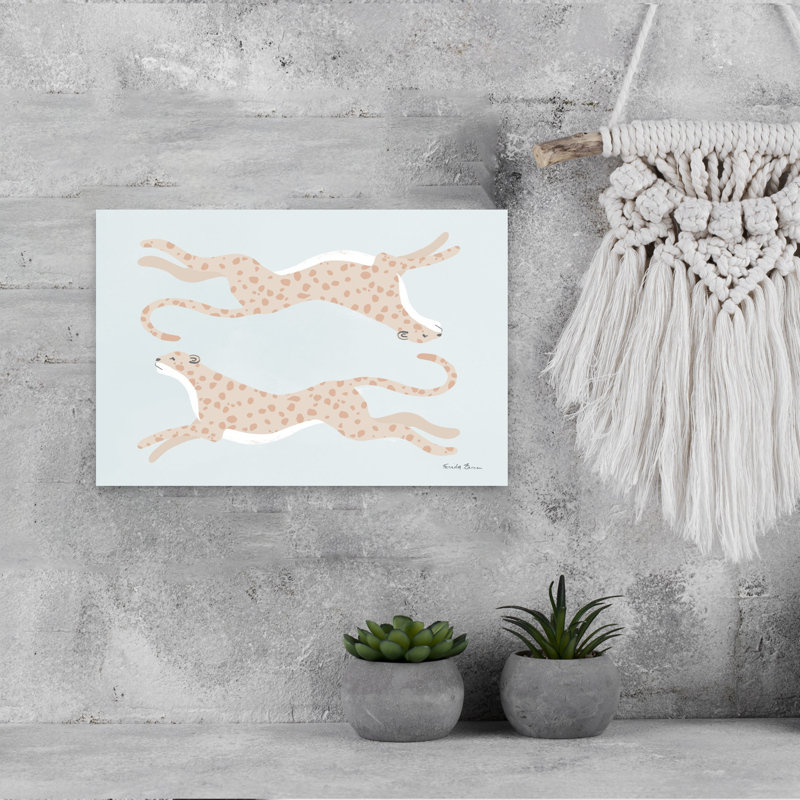 Art mural pastel guépard contemporain, H 12 po x l 18 po