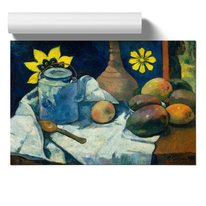 Still Life With Teapot And Fruit by Paul Gauguin - No Frame Painting, 21cm H x 30cm W x 0.1cm D