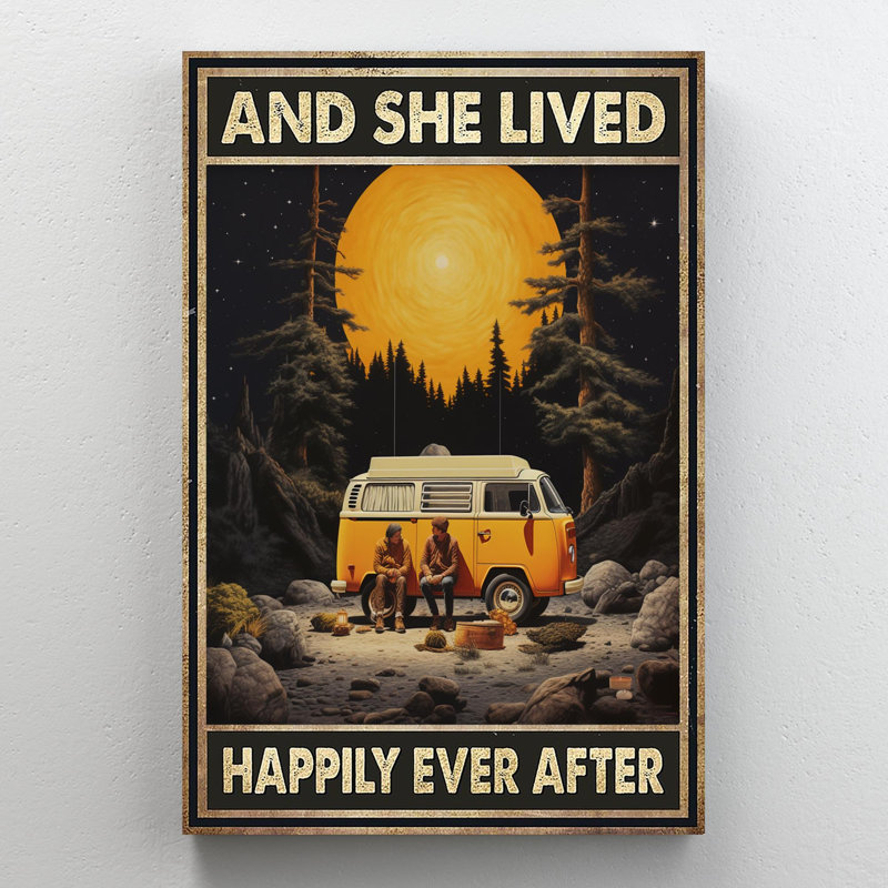 Lagas " Camping And She Lived Happily Ever After ", 14" H x 11" W x 1.25" D