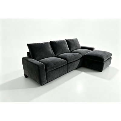 Chenille Modular Sofa, Small L-Shaped Sectional With Electric Adjustable Leg Support，Light Gray