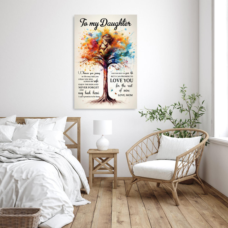 «Colorful Tree To My Daughter Gallery», toile tendue pour décor de fille, vert et rouge, H 36 po x l 24 po x P 2 po