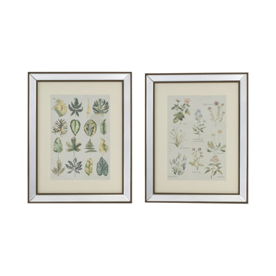 S/2 15.7x19.7" Liana Mirror Framed Wall Art on Mellow Golden Tint Background