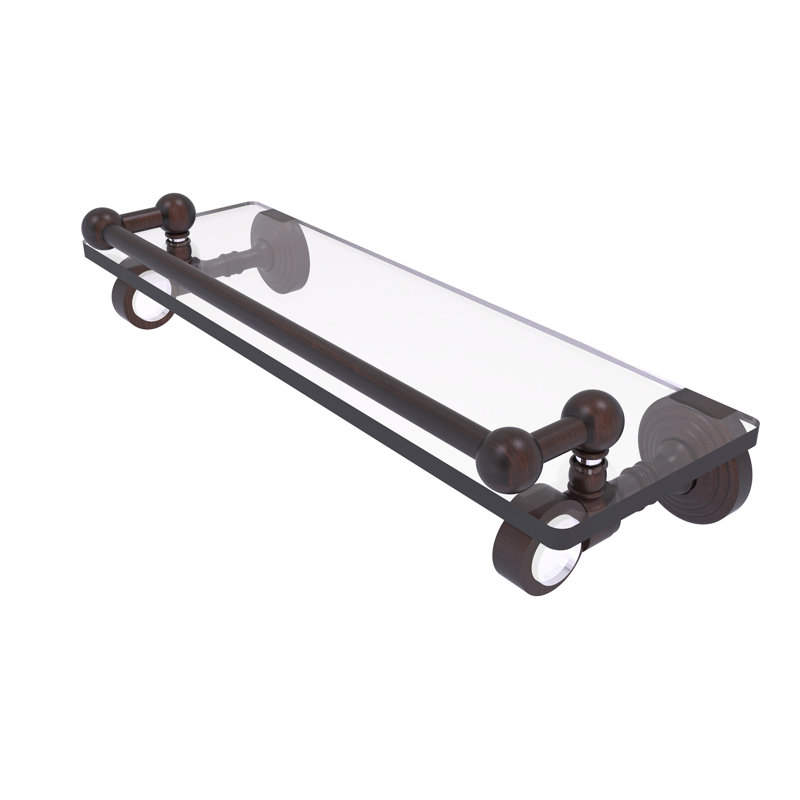 Jarrell Glass Bracket Shelf with Towel Bar, Venetian Bronze, 3.5" H x 16" W x 5.5" D
