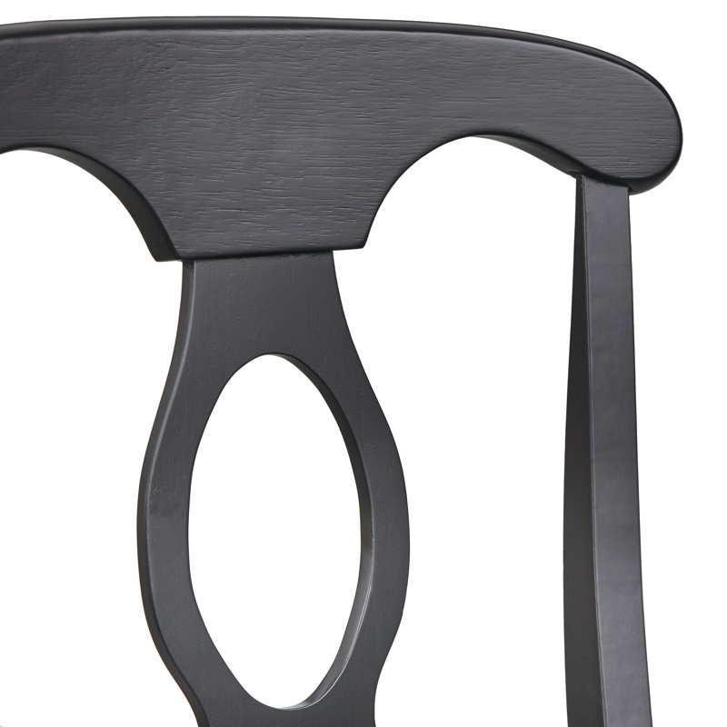 Chaise d'appoint en bois massif Narendra, Noir