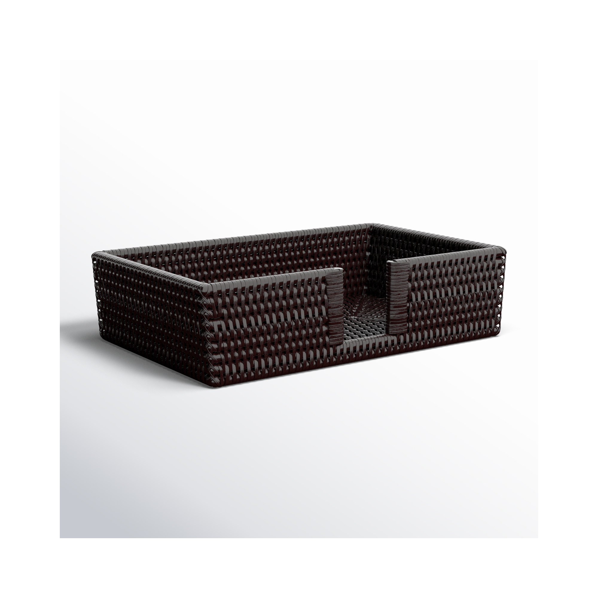 Rattan Guest with Cutout Napkin Holder, Tudor Black