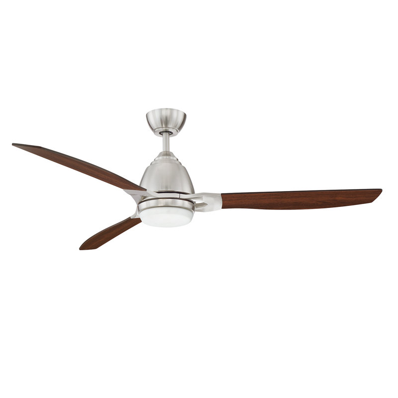 Ventilateur de plafond à hélice à 3 pales 52 po avec commande murale et ensemble d'éclairage inclus Amd, Nickel satiné