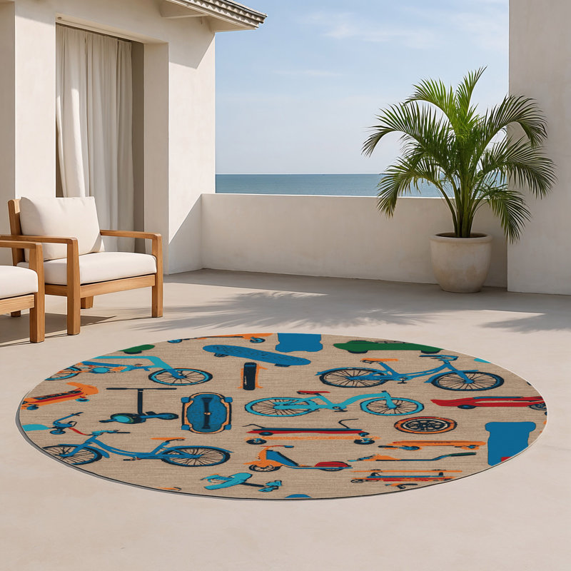 Tapis intérieur et extérieur gris Transport, Rond 5 pi