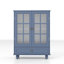 Modern Vintage Blue Buffet With Gracefully Curved Top, Double Glass Doors, And Adjustable Shelves, For Kitchen Hallway Cabinet Top Shatter - Glass, Kitchen, Bedroom, Or Use