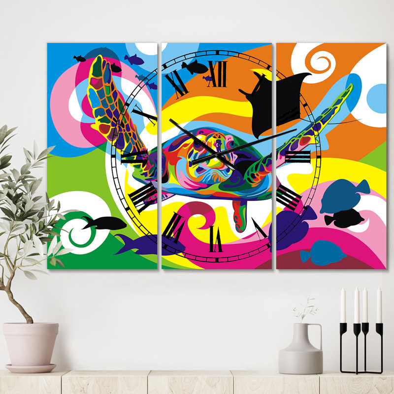 Underwater - Oversized Modern 3 Panels Wall Clock