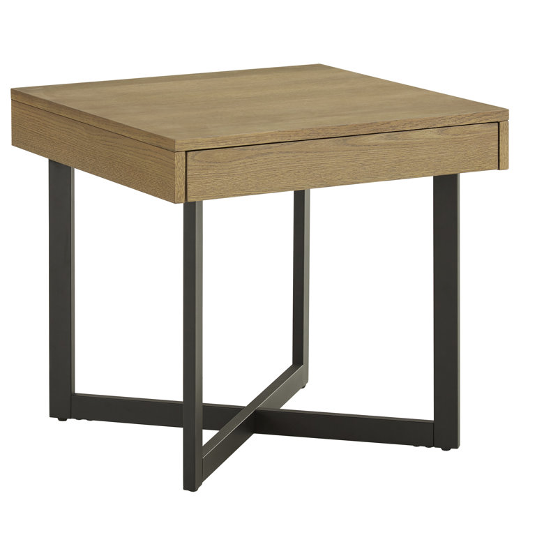Burch End Table with Storage, Light Brown
