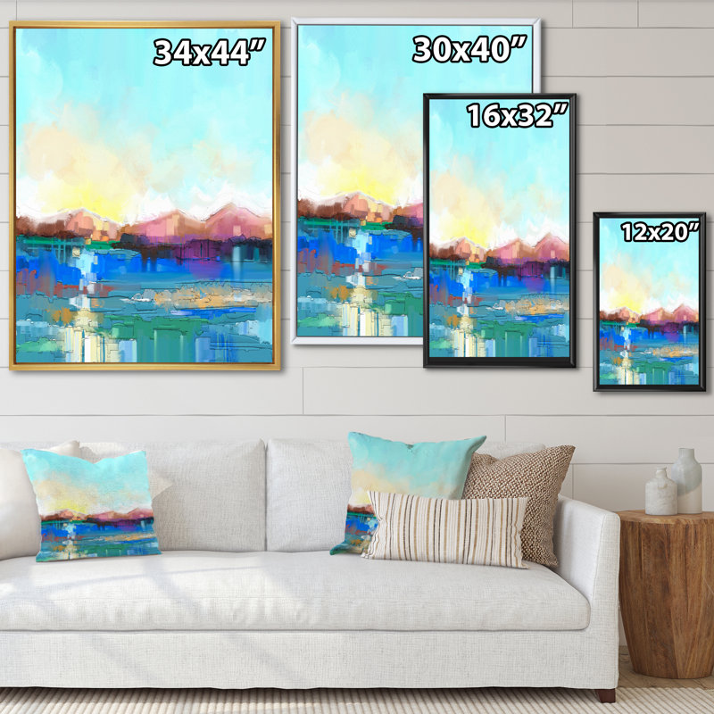 «Abstract Paintbrush Coastal Landscape - Traditional», décoration murale sur toile, H 12 po x l 8 po x P 1 po