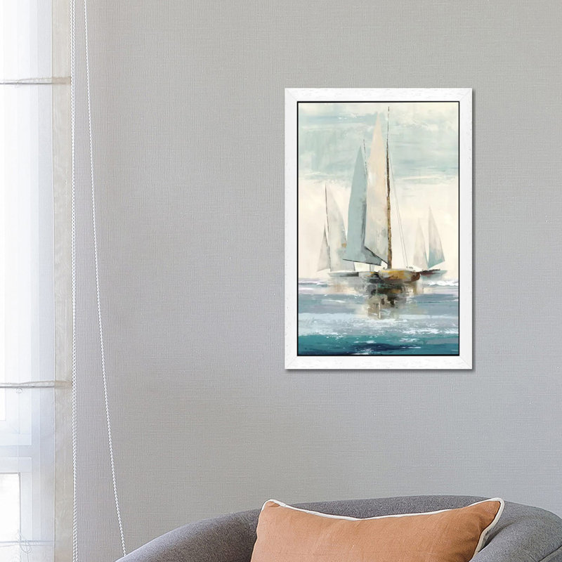 Quiet Boats I by Vincent Van Gogh - Painting on Canvas, 66.04 cm H x 45.72 cm W, White Floater Framed