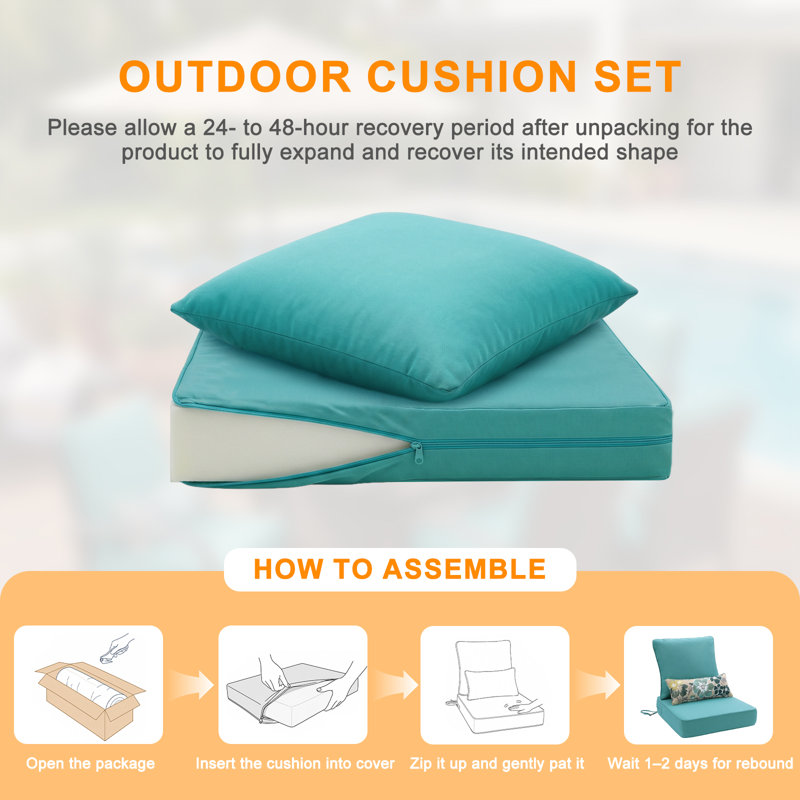 Outdoor Deep Seat Chair Cushion Set, 22" W x 24" D, Blue