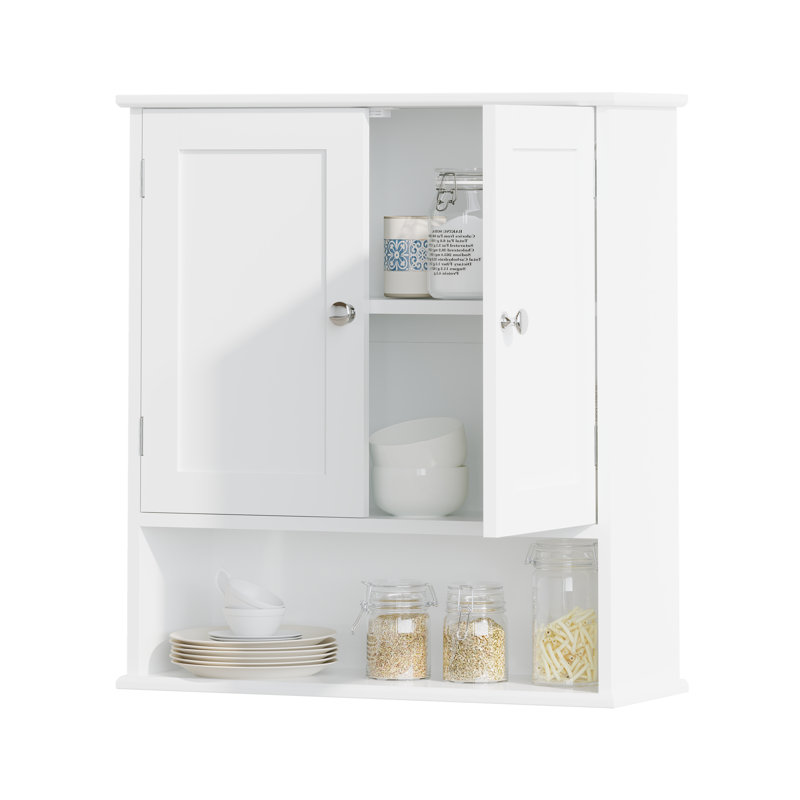 Armoire de salle de bain murale avec porte et tablettes réglables