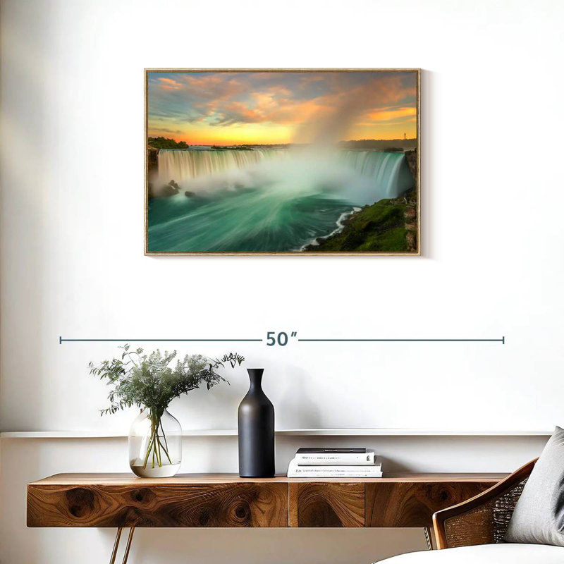 Paysage des chutes du Niagara, Cadre flottant en bois naturel, 31 po x 21 po