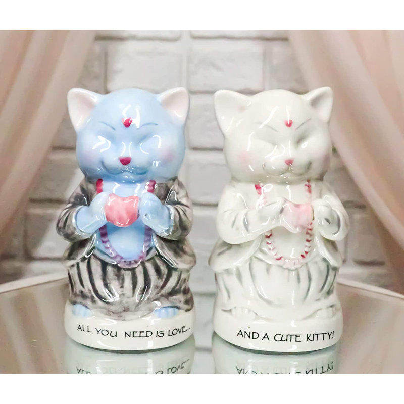 Ensemble de salière et poivrière en céramique Haroudun Master Meow Zen