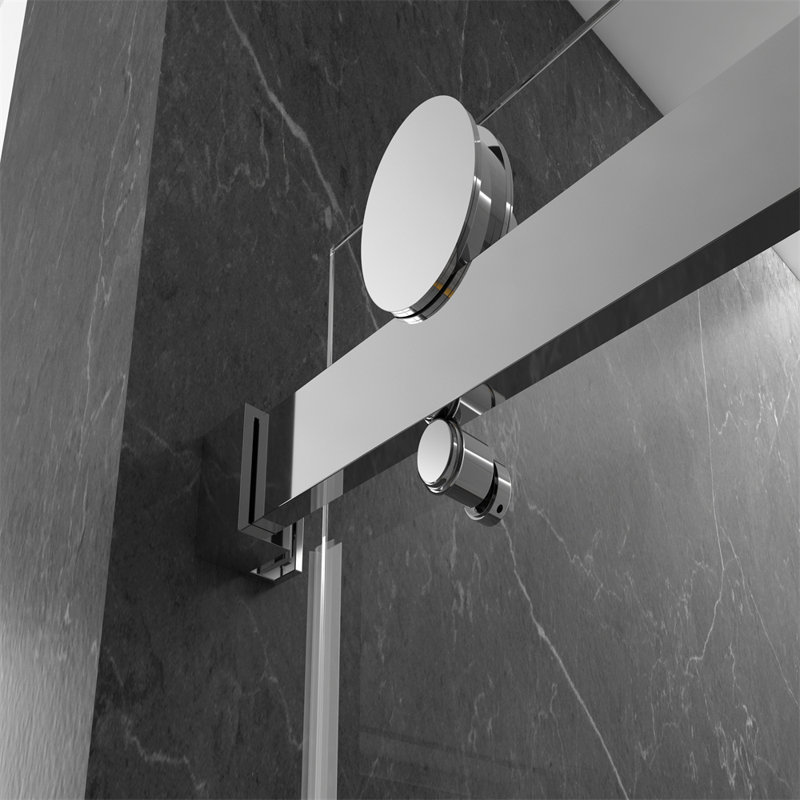 60'' W 76'' H Frameless Rectangle Reversible Shower Stall, Chrome