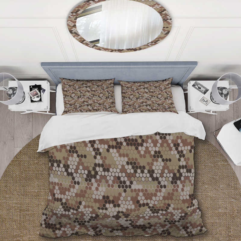 Honeycomb Shape Camouflage Camouflage Duvet Cover