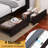 Farmhouse Twin Bed Frame With LED Storage Bookcase Headboard & Charging Station, Black-1799709057-1803568745