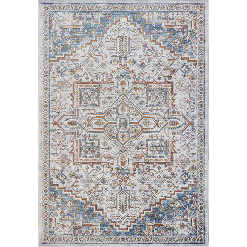 Eden Blue, Ivory And Beige Viscose Area Rug