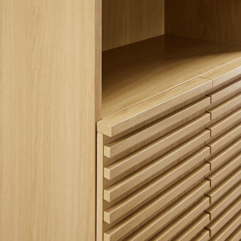 Render Tall Bathroom Storage Cabinet In Walnut, Natural