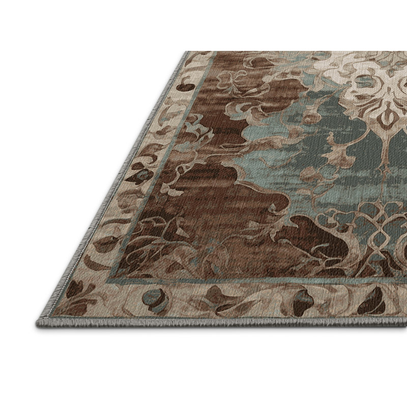 Machine Washable Gray Area Rug, Square 8'