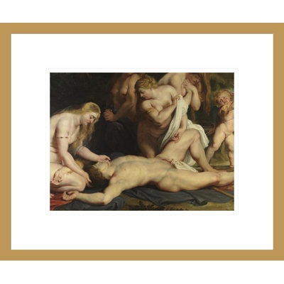 La mort d'Adonis avec Vénus Cupidon et les trois grâces (détail) par Peter Paul Rubens, impression giclée encadrée