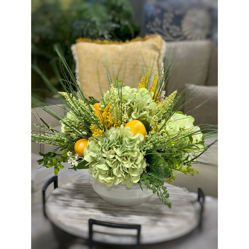 Hydrangea, Heather And Lemon Floral Arrangement