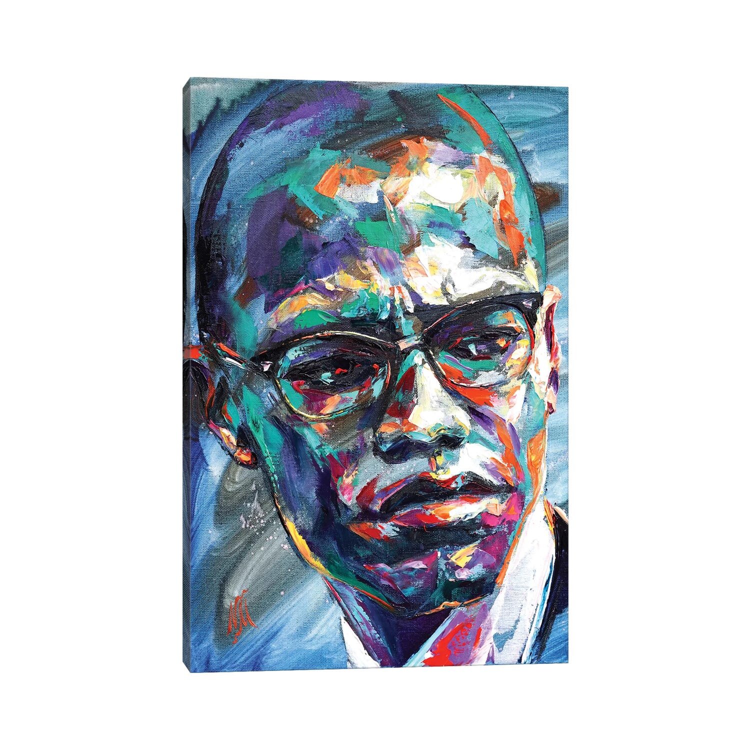 Malcolm X Framed by Natasha Mylius Painting