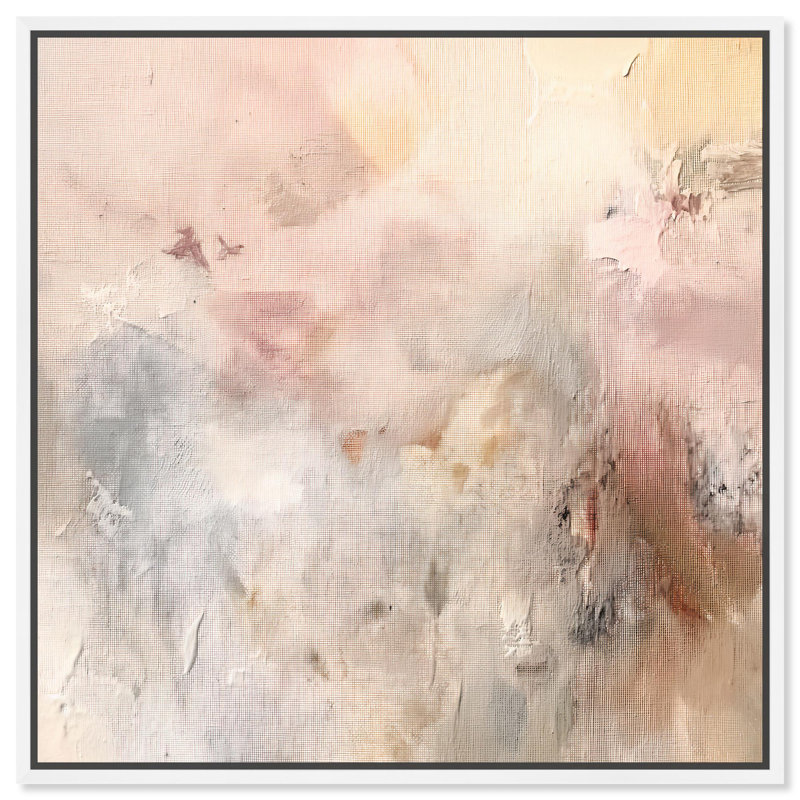 «Smeared Codex (V)» par Minimalist Abstracts par Art Remedy, H 31 po x l 31 po x P 1,8 po, Cadre flottant blanc